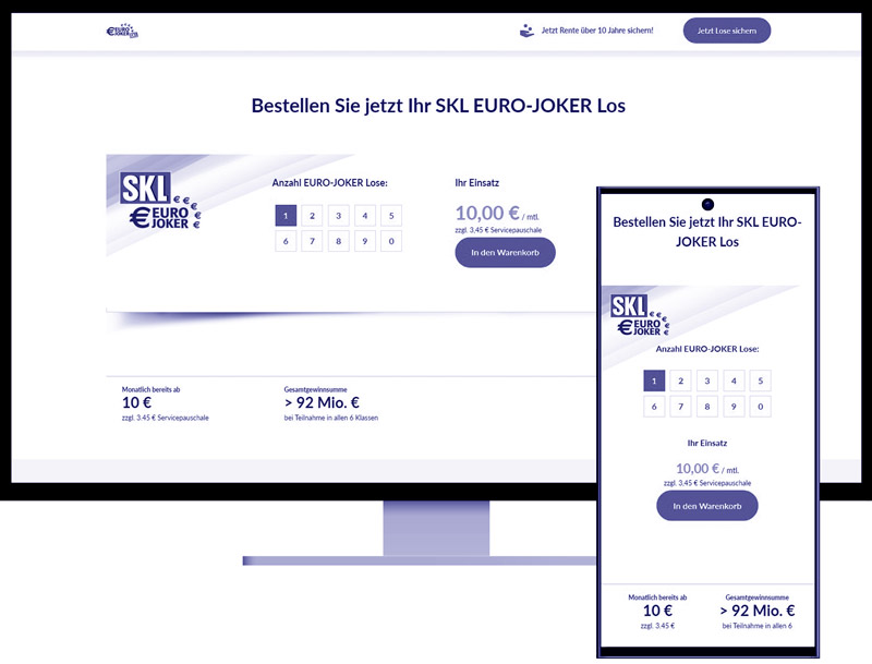 Custom Lotterie WordPress Plugin abgebildet auf einem Monitor und einem Smartphone