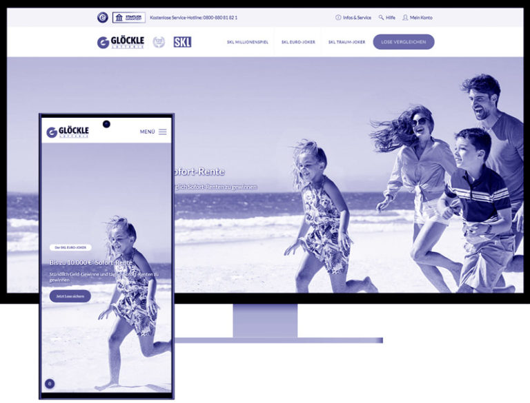 WordPress-Webdesign für die Glöckle direct GmbH: Abbildung der Custom WordPress-Website auf Desktop und Smartphone