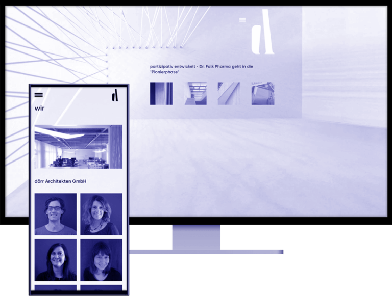 Referenz - WordPress Agentur Freiburg für Dörr Architekten: Abbildung eines responsiven WordPress-Webdesign auf Desktop und Smartphone