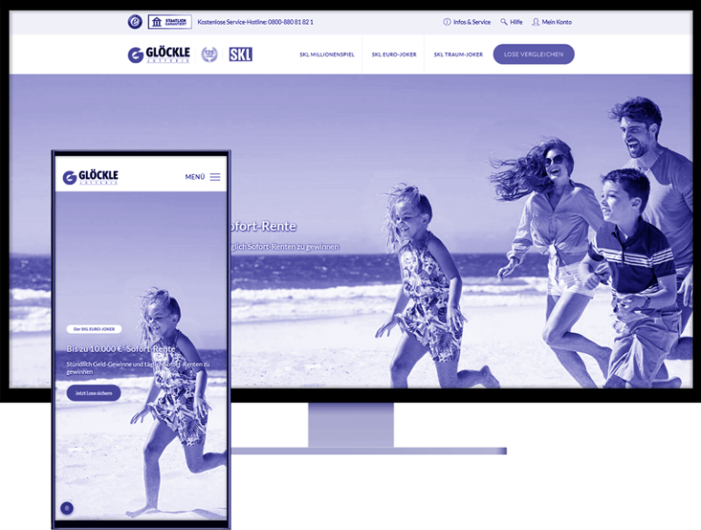 Referenz - WordPress Agentur Stuttgart für Glöckle direct GmbH: Abbildung eines responsiven WordPress-Webdesign auf Desktop und Smartphone