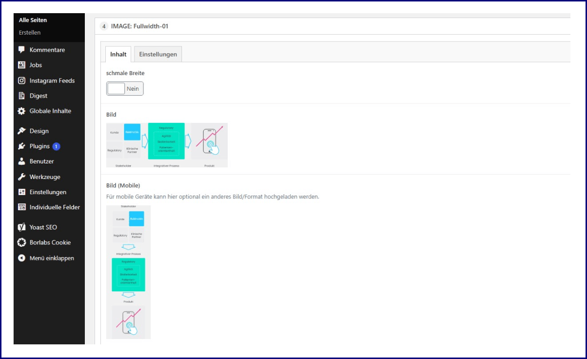 Screenshot: Feste Eingabemaske mit Advanced Custom Fields für WordPress